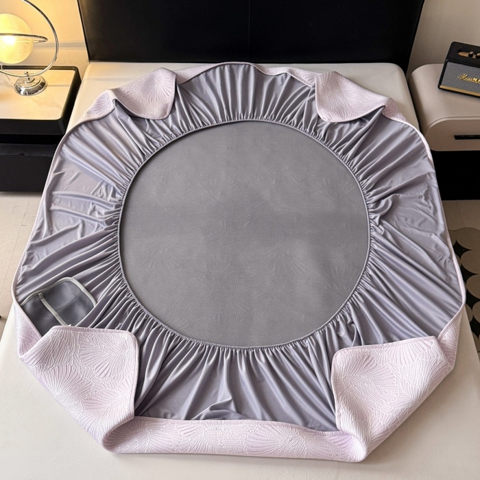 91家纺网 家纺一手货源 找家纺 绒艺席业 2026年新款立体浮雕工艺正宗凉感豆豆席凉席席子-床笠款 豆豆银杏叶-淡紫色