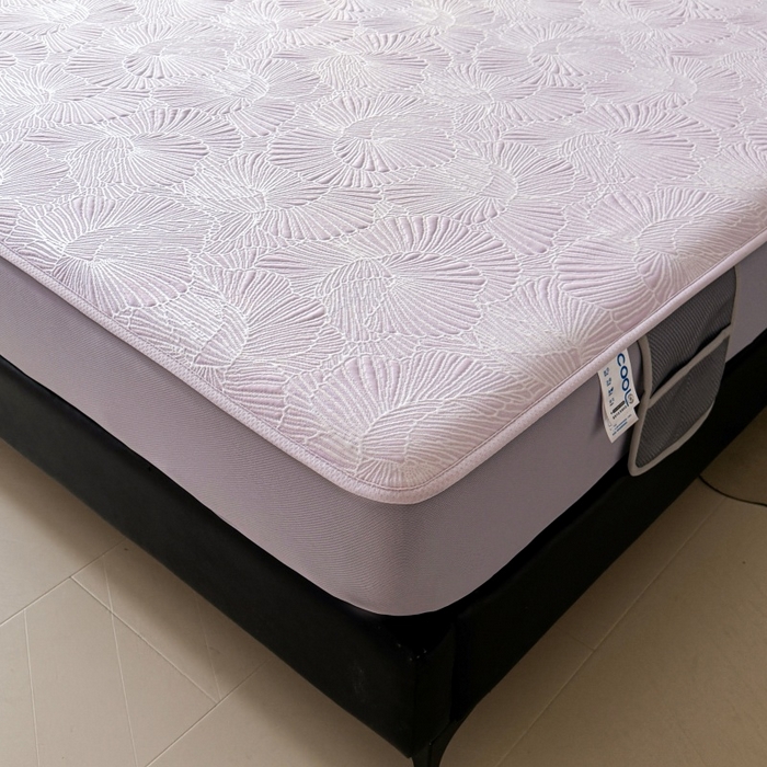 91家纺网 家纺一手货源 找家纺 绒艺席业 2026年新款立体浮雕工艺正宗凉感豆豆席凉席席子-床笠款 豆豆银杏叶-淡紫色