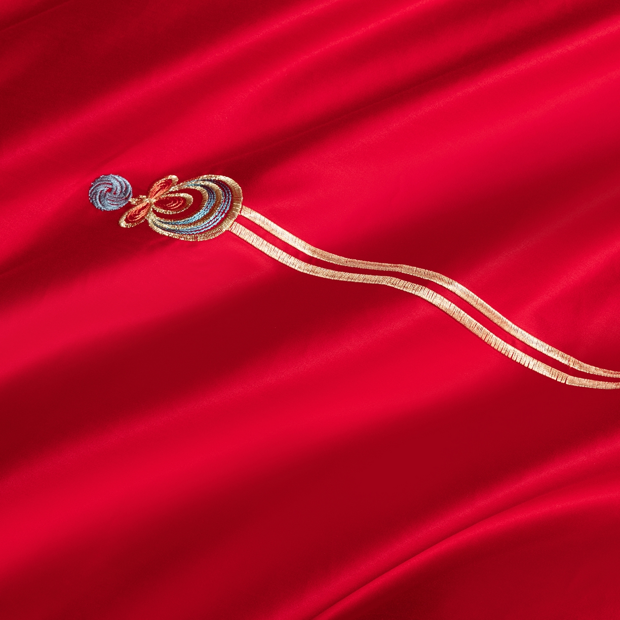 91家纺网 家纺一手货源 找家纺 柏拉图 2026新款长绒棉纯棉贡缎全工艺刺绣婚庆四件套多件套 缘定今生