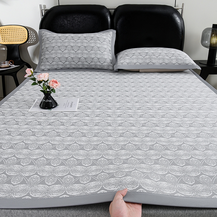 91家纺网 家纺一手货源 找家纺 锦逸家居 2026新款真PE聚乙烯高分子冰丝凉感凉席 云锦-灰