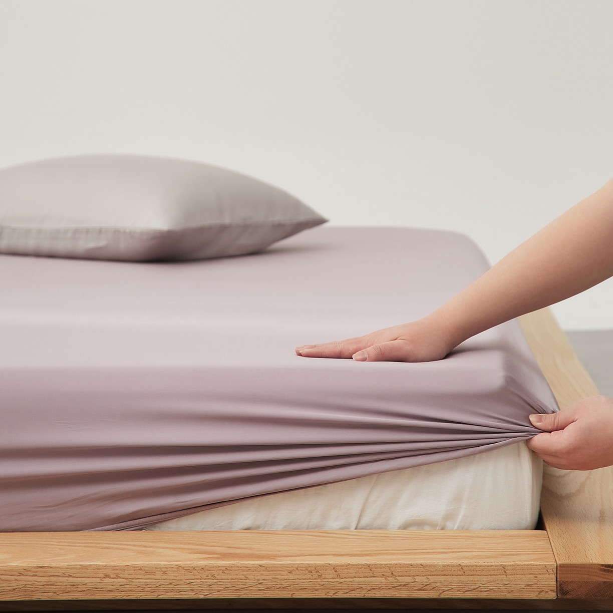 优彩 2026新款60支兰精天丝单品枕套床单被套床笠系列-单床笠 悠悠紫