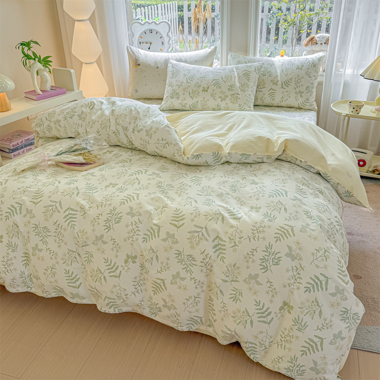 91家纺网 家纺一手货源 找家纺 优眠坊 2026春夏新款全棉印花四件套单品系列-单被套（预留缩水率） 绿茵-单被套