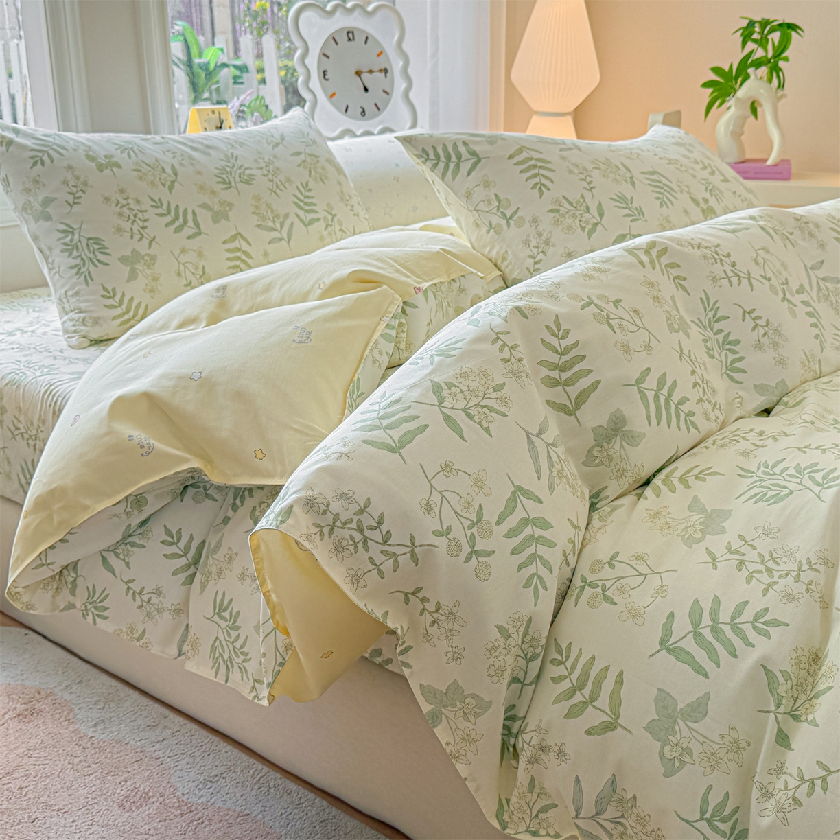 91家纺网 家纺一手货源 找家纺 优眠坊 2026春夏新款全棉印花四件套单品系列-单被套（预留缩水率） 绿茵-单被套