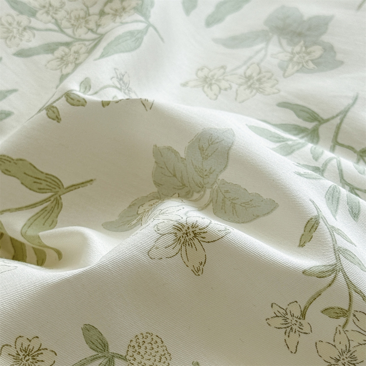 91家纺网 家纺一手货源 找家纺 优眠坊 2026春夏新款全棉印花四件套单品系列-单被套（预留缩水率） 绿茵-单被套