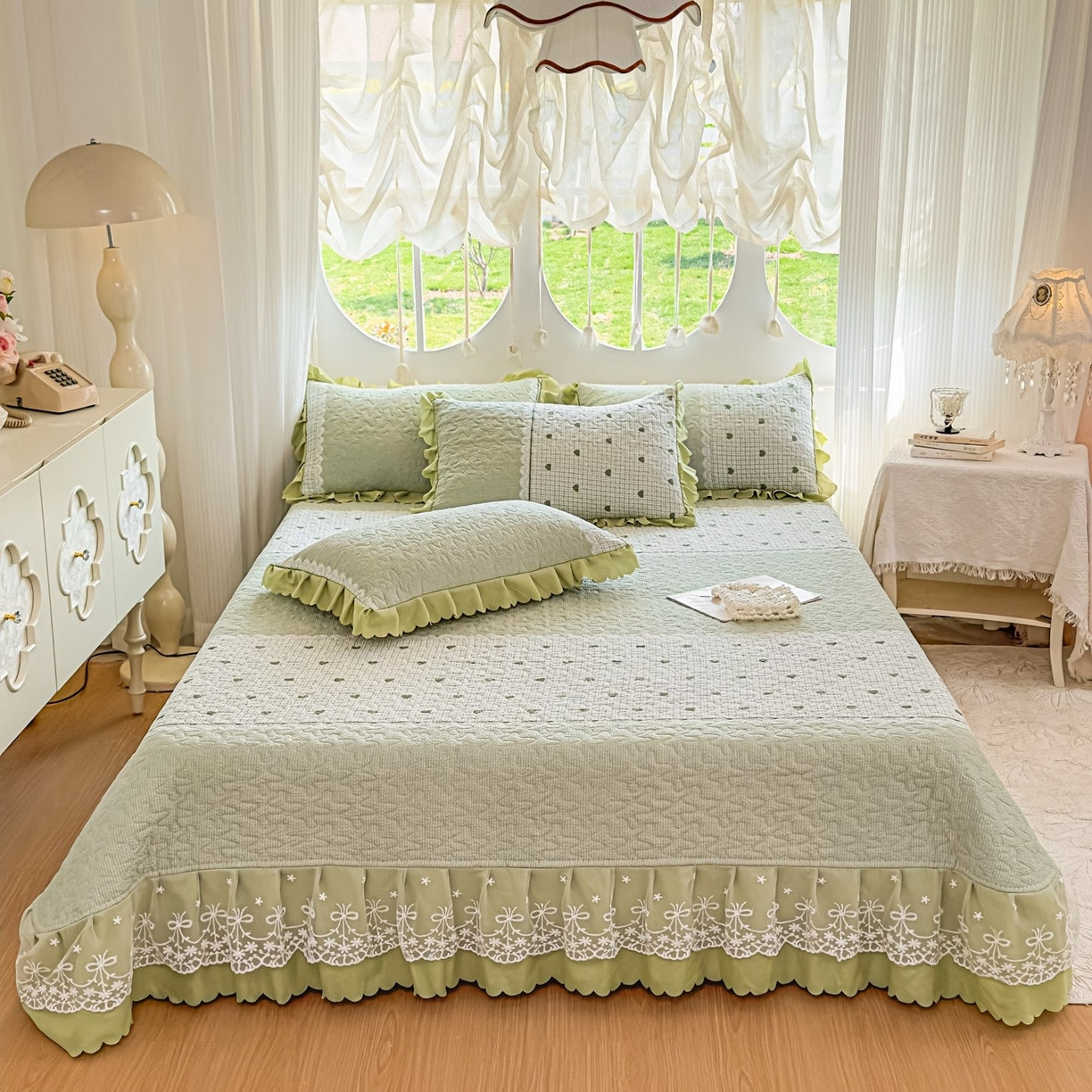 91家纺网 家纺一手货源 找家纺 彩亿家纺 2026新款纯色乳胶席子凉席 墨绿