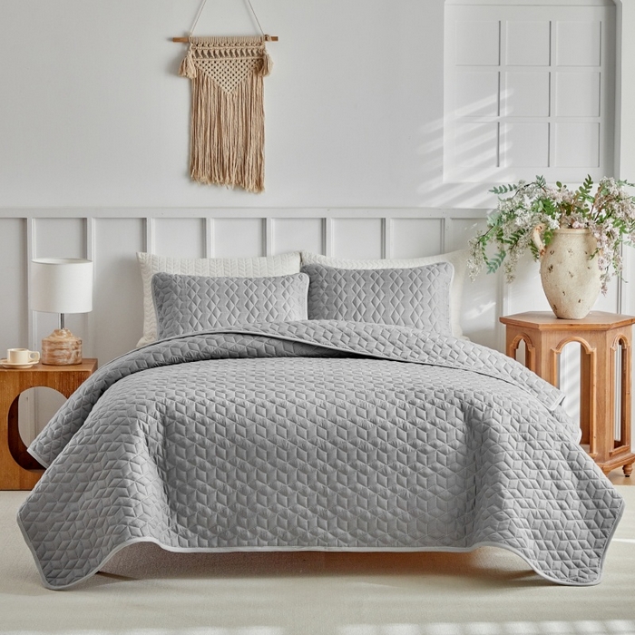 91家纺网 家纺一手货源 找家纺 （总）温宁 2026年素色床盖三件套 国外薄被第一批--蜂窝  跨境，外贸，亚马逊，shein，temu