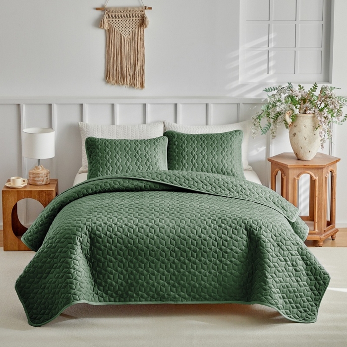 91家纺网 家纺一手货源 找家纺 （总）温宁 2026年素色床盖三件套 国外薄被第一批--蜂窝  跨境，外贸，亚马逊，shein，temu