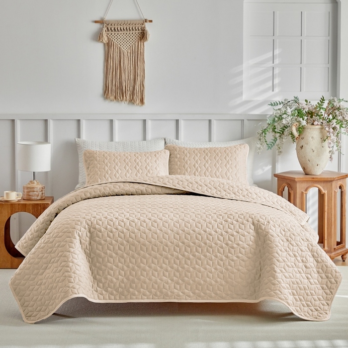 91家纺网 家纺一手货源 找家纺 （总）温宁 2026年素色床盖三件套 国外薄被第一批--蜂窝  跨境，外贸，亚马逊，shein，temu