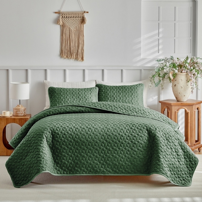 91家纺网 家纺一手货源 找家纺 （总）温宁 2026年素色床盖三件套 国外薄被第一批--蜂窝  跨境，外贸，亚马逊，shein，temu