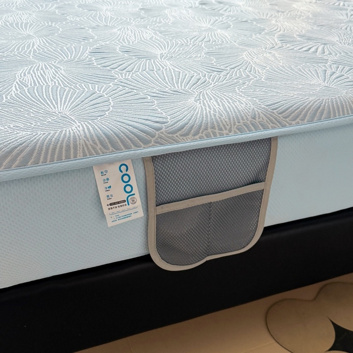 91家纺网 家纺一手货源 找家纺 绒艺席业 2026年新款立体浮雕工艺正宗凉感豆豆席凉席席子-床笠款 豆豆银杏叶-蓝色