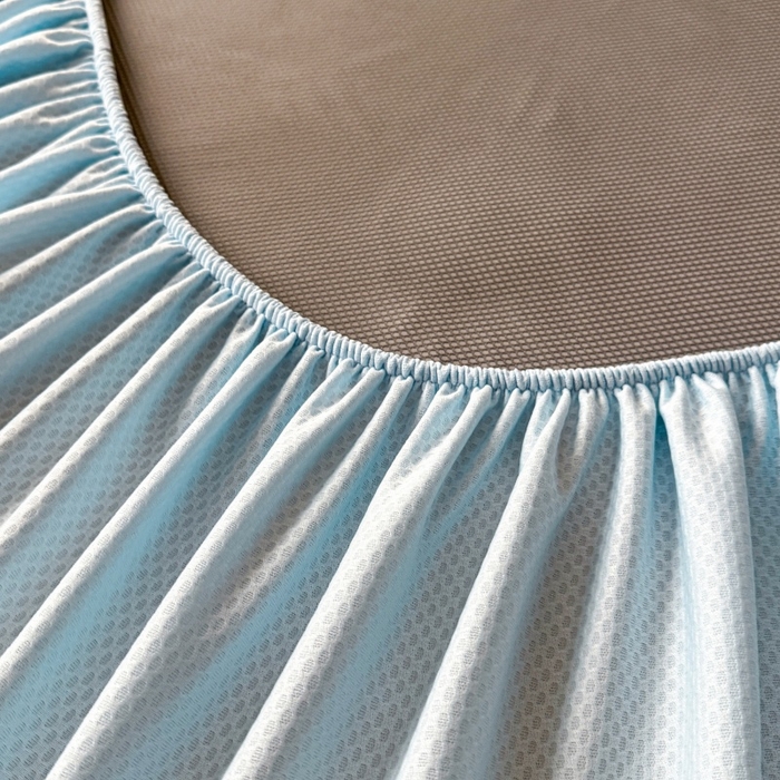 91家纺网 家纺一手货源 找家纺 绒艺席业 2026年新款立体浮雕工艺正宗凉感豆豆席凉席席子-床笠款 豆豆银杏叶-蓝色