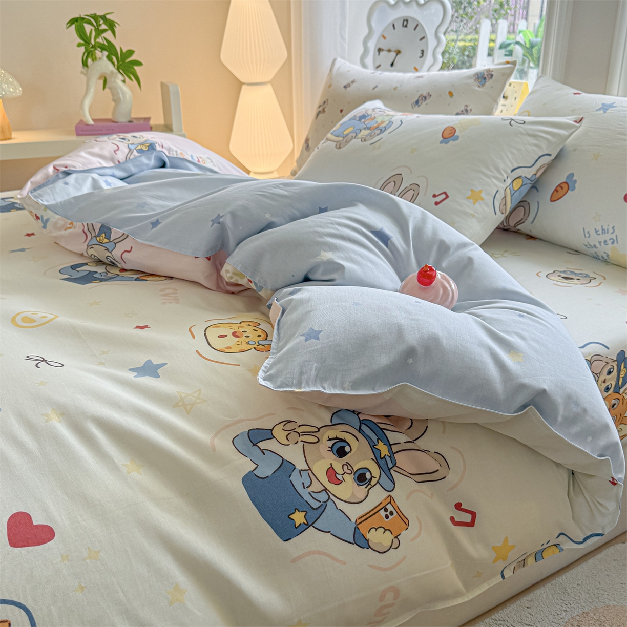 91家纺网 家纺一手货源 找家纺 优眠坊 2026春夏新款全棉印花四件套单品系列-单被套（预留缩水率） 萌趣-单被套