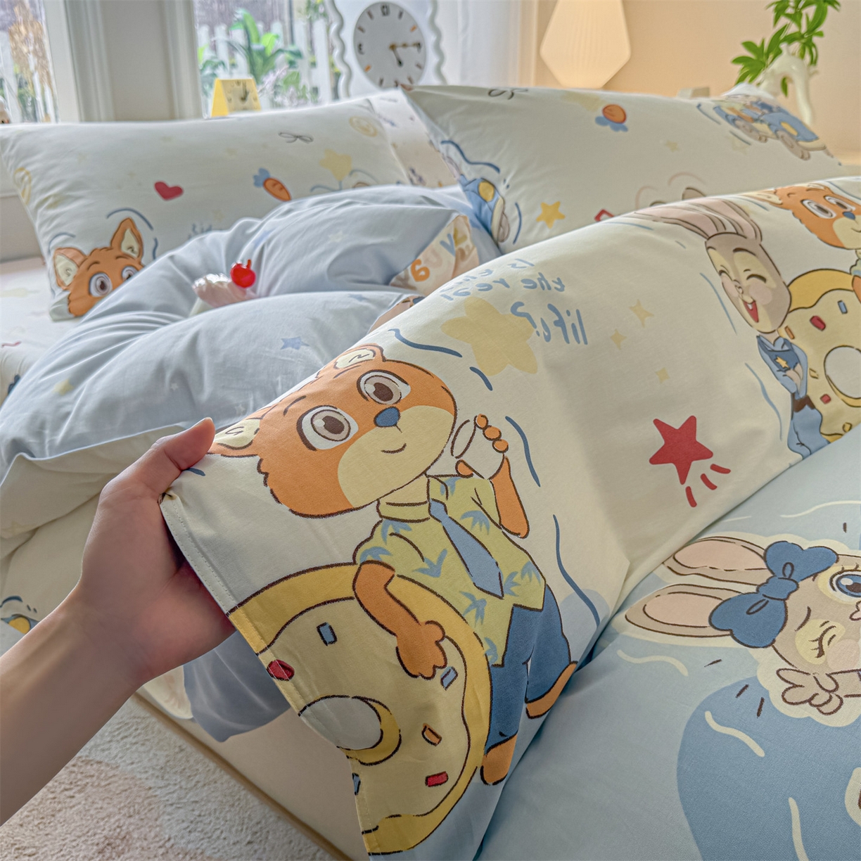 91家纺网 家纺一手货源 找家纺 优眠坊 2026春夏新款全棉印花四件套单品系列-单被套（预留缩水率） 萌趣-单被套