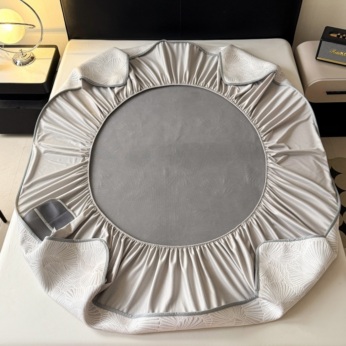 91家纺网 家纺一手货源 找家纺 绒艺席业 2026年新款立体浮雕工艺正宗凉感豆豆席凉席席子-床笠款 豆豆银杏叶-浅灰色