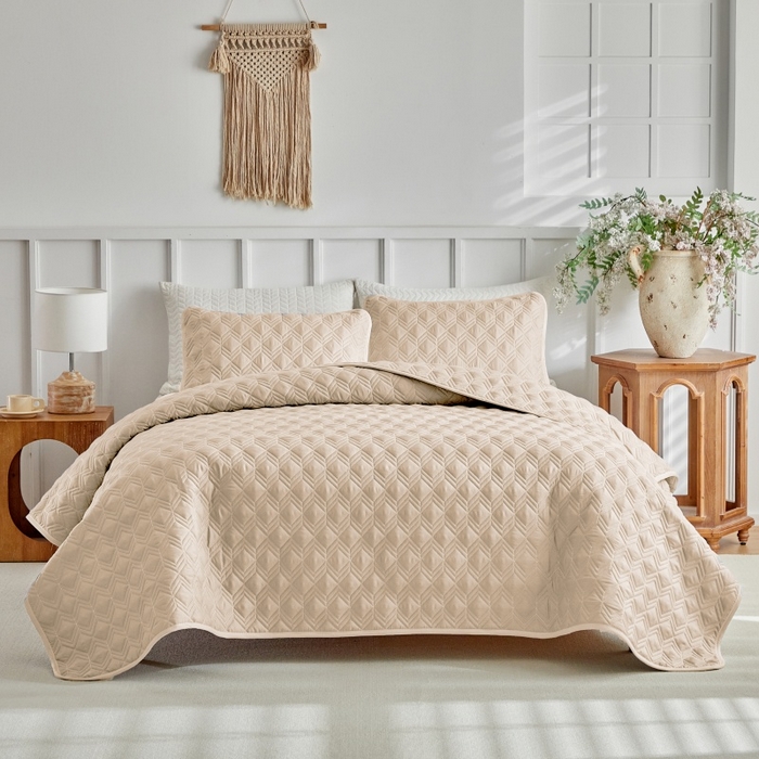 91家纺网 家纺一手货源 找家纺 （总）温宁 2026年素色床盖三件套 国外薄被第一批--龟背  跨境，外贸，亚马逊，shein，temu