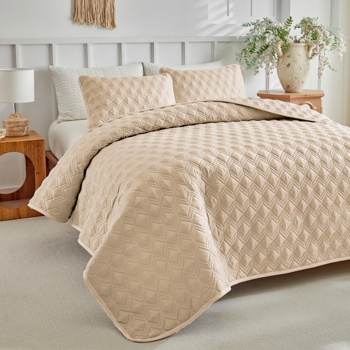 91家纺网 家纺一手货源 找家纺 （总）温宁 2026年素色床盖三件套 国外薄被第一批--龟背  跨境，外贸，亚马逊，shein，temu