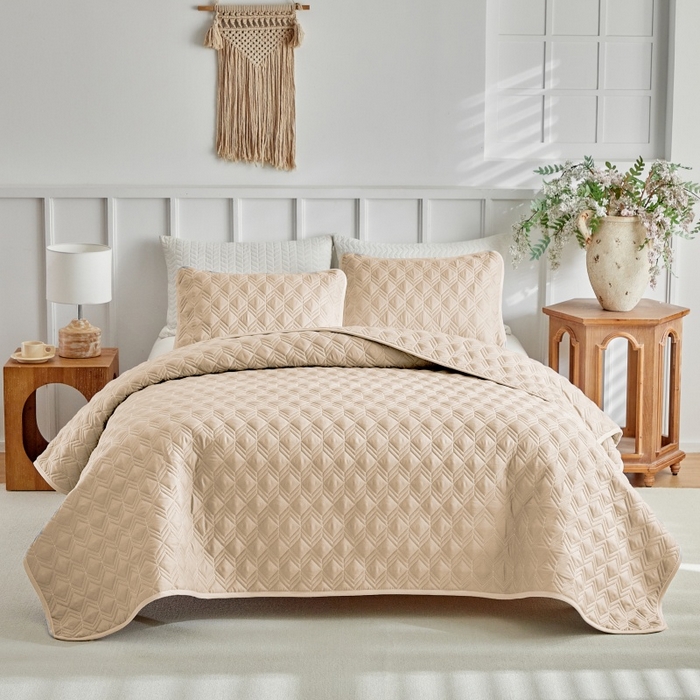 91家纺网 家纺一手货源 找家纺 （总）温宁 2026年素色床盖三件套 国外薄被第一批--龟背  跨境，外贸，亚马逊，shein，temu