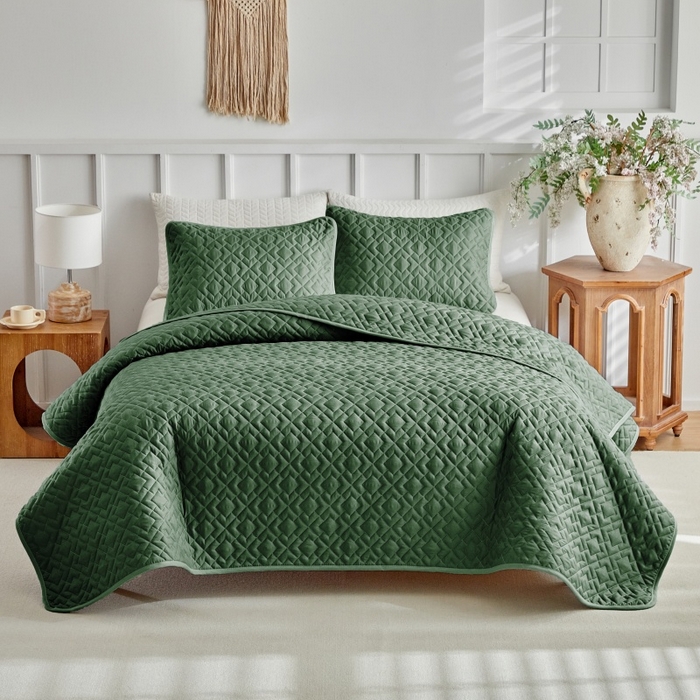 91家纺网 家纺一手货源 找家纺 （总）温宁 2026年素色床盖三件套 国外薄被第一批--回字格  跨境，外贸，亚马逊，shein，temu