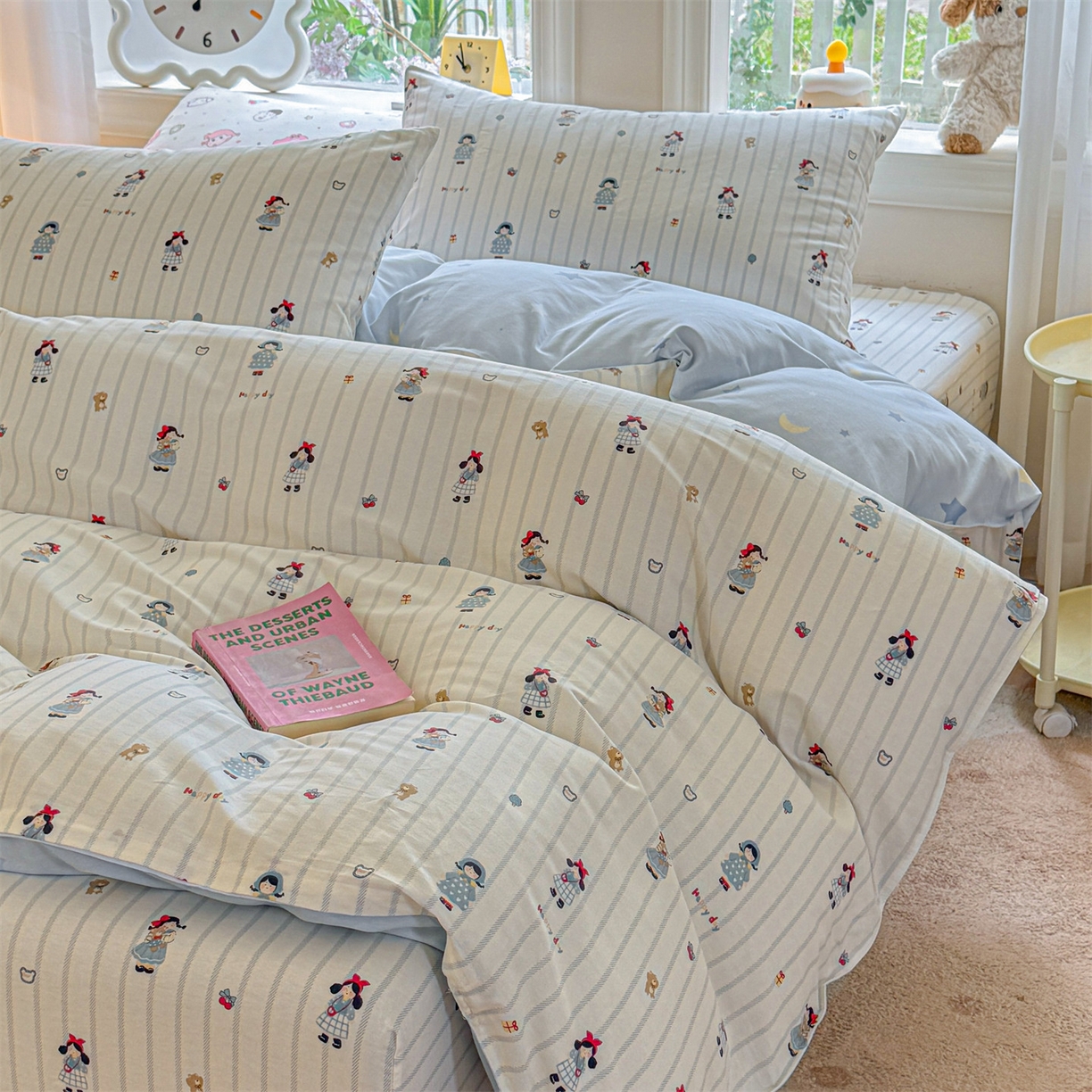 91家纺网 家纺一手货源 找家纺 优眠坊 2026春夏新款全棉印花四件套单品系列-单被套（预留缩水率） 少女日记-单被套