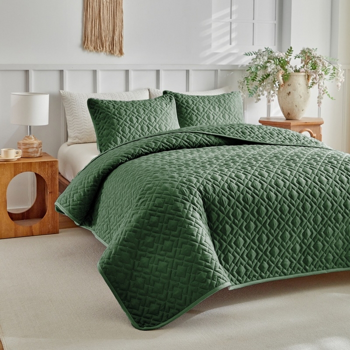 91家纺网 家纺一手货源 找家纺 （总）温宁 2026年素色床盖三件套 国外薄被第一批--回字格  跨境，外贸，亚马逊，shein，temu