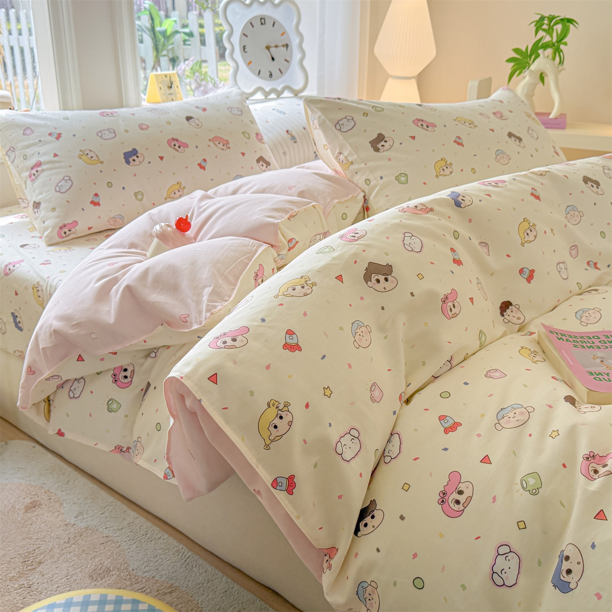 91家纺网 家纺一手货源 找家纺 优眠坊 2026春夏新款全棉印花四件套单品系列-单被套（预留缩水率） 糖果幼儿园-单被套