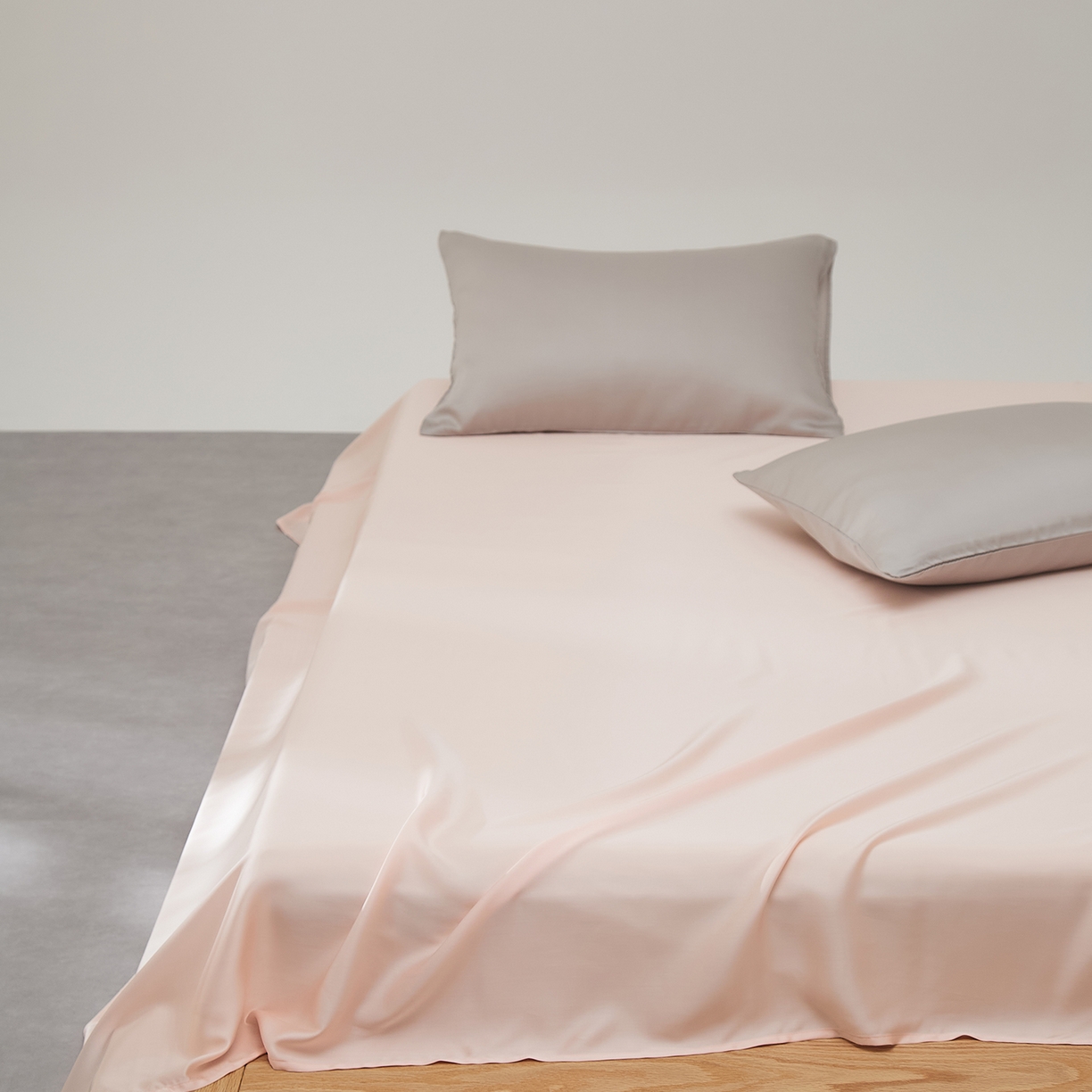 91家纺网 家纺一手货源 找家纺 优彩 2026新款60支兰精天丝单品枕套床单被套床笠系列-单床单 海贝粉