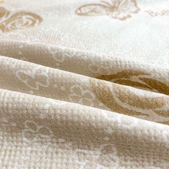 91家纺网 家纺一手货源 找家纺 锦逸家居 2026新款床裙款真PE冰丝凉席 花香丽影-卡其