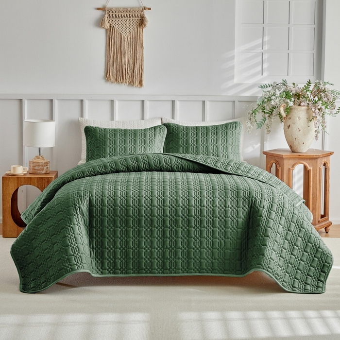 91家纺网 家纺一手货源 找家纺 （总）温宁 2026年素色床盖三件套 国外薄被第一批--节节高  跨境，外贸，亚马逊，shein，temu