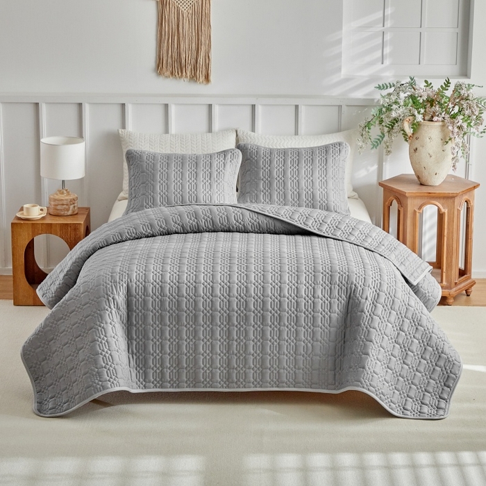 91家纺网 家纺一手货源 找家纺 （总）温宁 2026年素色床盖三件套 国外薄被第一批--节节高  跨境，外贸，亚马逊，shein，temu