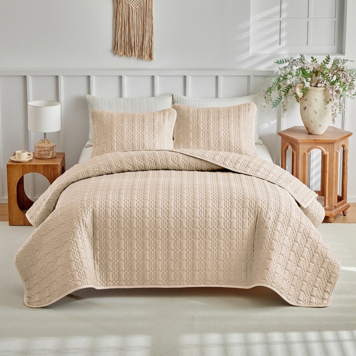 91家纺网 家纺一手货源 找家纺 （总）温宁 2026年素色床盖三件套 国外薄被第一批--节节高  跨境，外贸，亚马逊，shein，temu