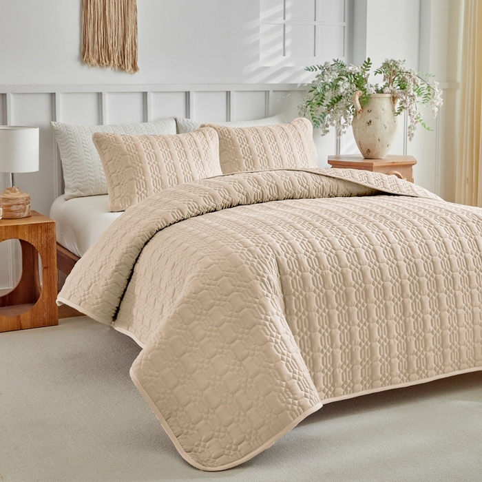 91家纺网 家纺一手货源 找家纺 （总）温宁 2026年素色床盖三件套 国外薄被第一批--节节高  跨境，外贸，亚马逊，shein，temu