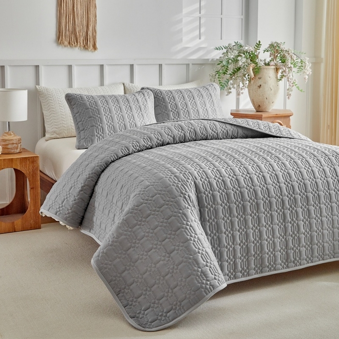 91家纺网 家纺一手货源 找家纺 （总）温宁 2026年素色床盖三件套 国外薄被第一批--节节高  跨境，外贸，亚马逊，shein，temu