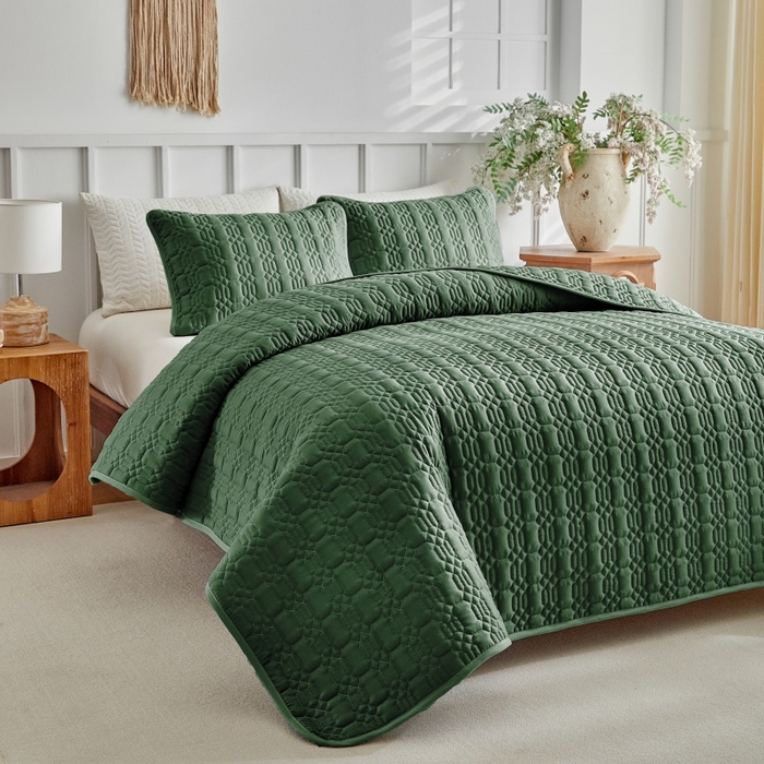 91家纺网 家纺一手货源 找家纺 （总）温宁 2026年素色床盖三件套 国外薄被第一批--节节高  跨境，外贸，亚马逊，shein，temu