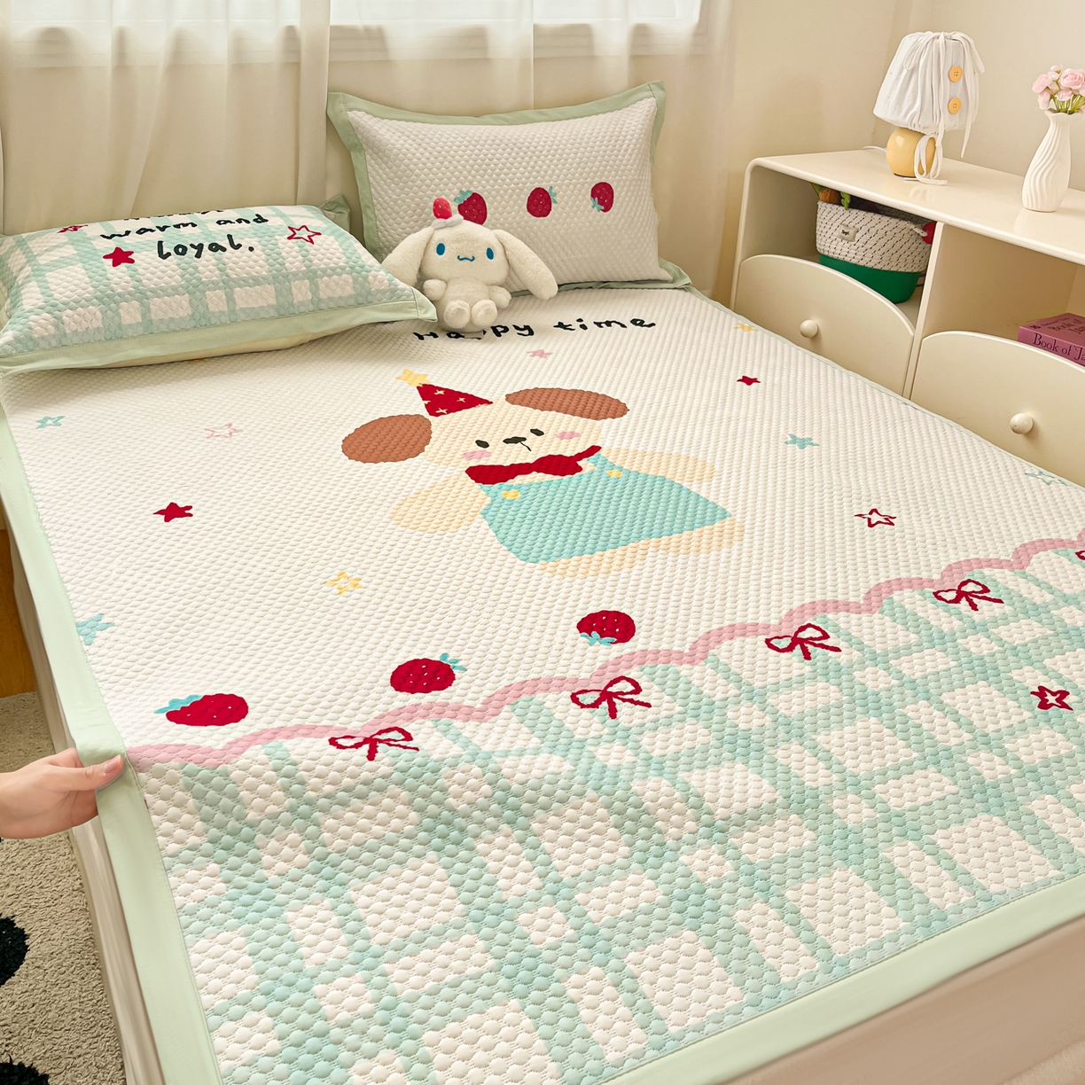 91家纺网 家纺一手货源 找家纺 （总）蓝极人 2026新款大版数码印花豆豆席