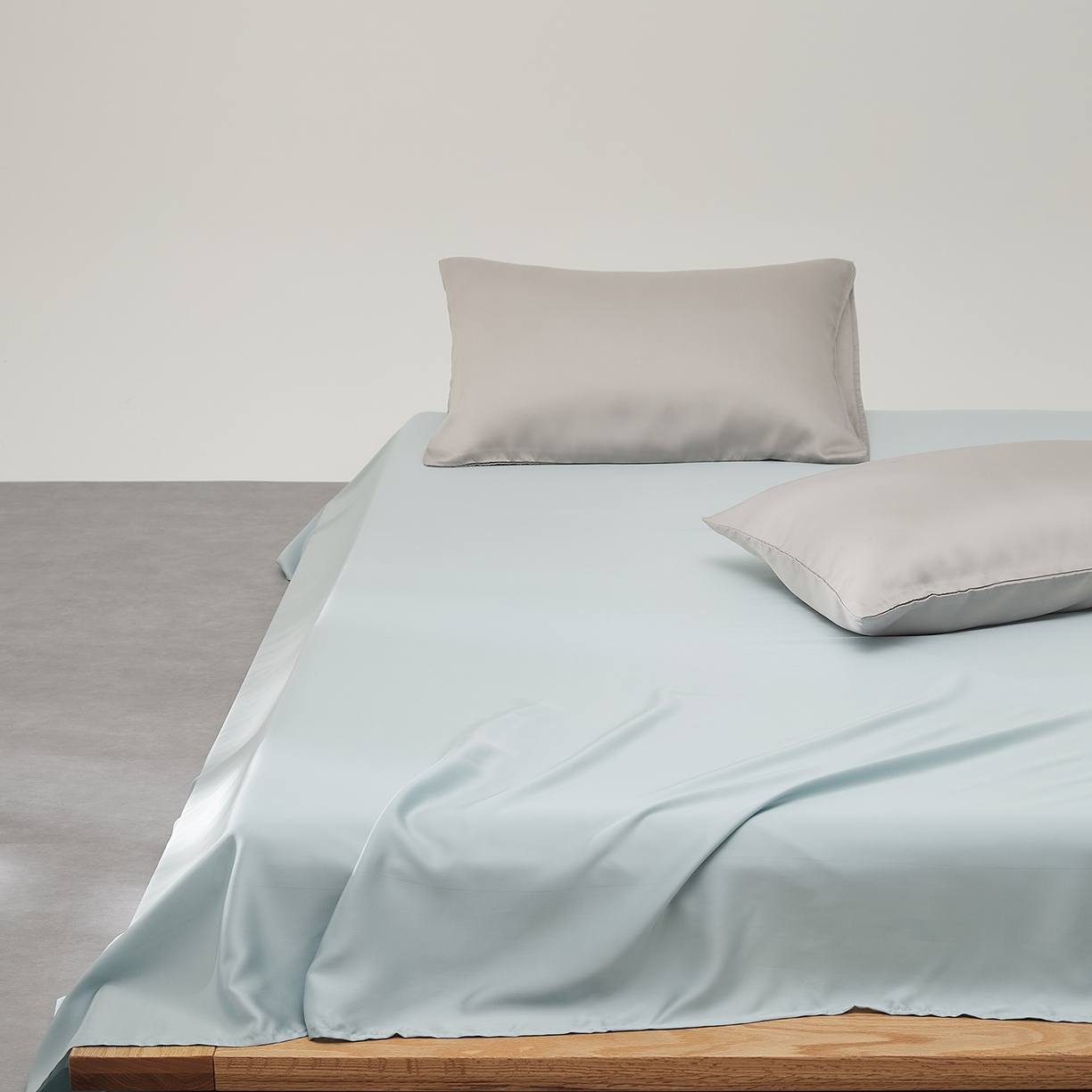 91家纺网 家纺一手货源 找家纺 优彩 2026新款60支兰精天丝单品枕套床单被套床笠系列-单床单 天水色