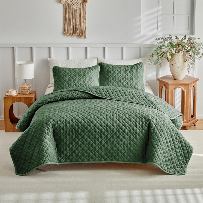 91家纺网 家纺一手货源 找家纺 （总）温宁 2026年素色床盖三件套 国外薄被第一批--九宫格  跨境，外贸，亚马逊，shein，temu