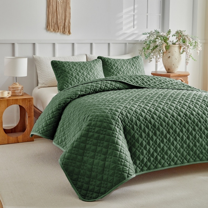 91家纺网 家纺一手货源 找家纺 （总）温宁 2026年素色床盖三件套 国外薄被第一批--九宫格  跨境，外贸，亚马逊，shein，temu