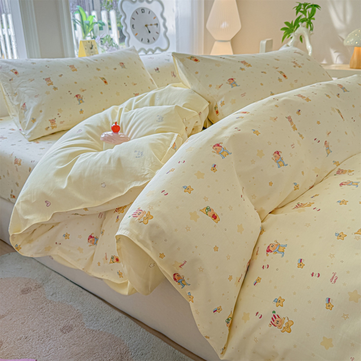 91家纺网 家纺一手货源 找家纺 优眠坊 2026春夏新款全棉印花四件套单品系列-单被套（预留缩水率） 芝士星星仔-单被套