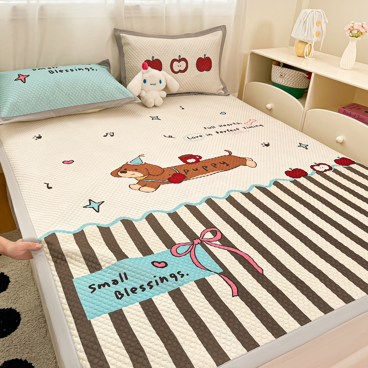 91家纺网 家纺一手货源 找家纺 （总）蓝极人 2026新款大版数码印花豆豆席