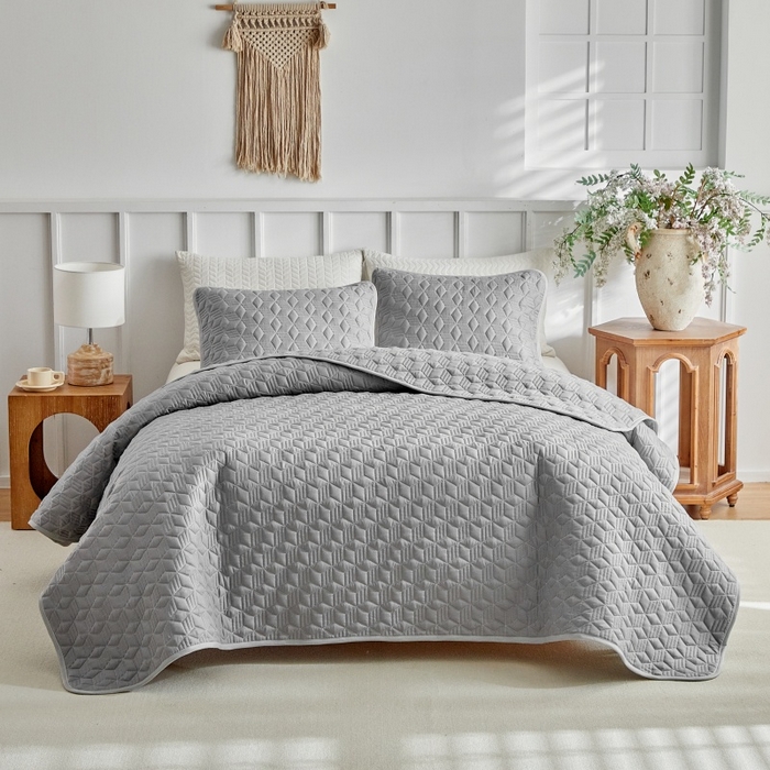 91家纺网 家纺一手货源 找家纺 （总）温宁 2026年素色床盖三件套 国外薄被第一批--魔方  跨境，外贸，亚马逊，shein，temu