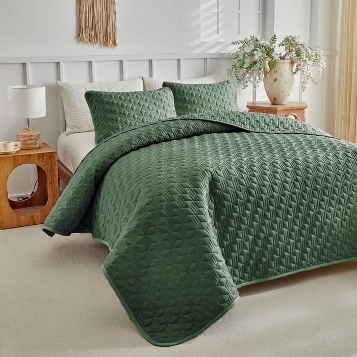 91家纺网 家纺一手货源 找家纺 （总）温宁 2026年素色床盖三件套 国外薄被第一批--魔方  跨境，外贸，亚马逊，shein，temu