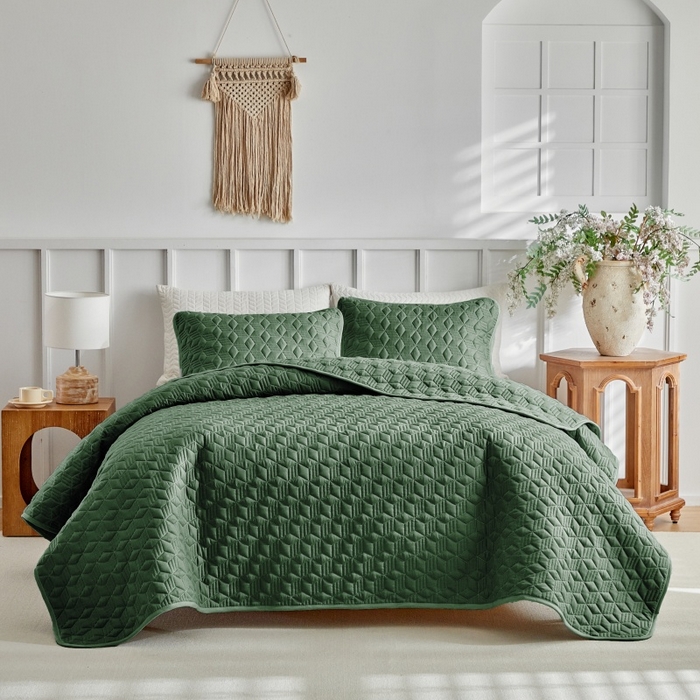 91家纺网 家纺一手货源 找家纺 （总）温宁 2026年素色床盖三件套 国外薄被第一批--魔方  跨境，外贸，亚马逊，shein，temu