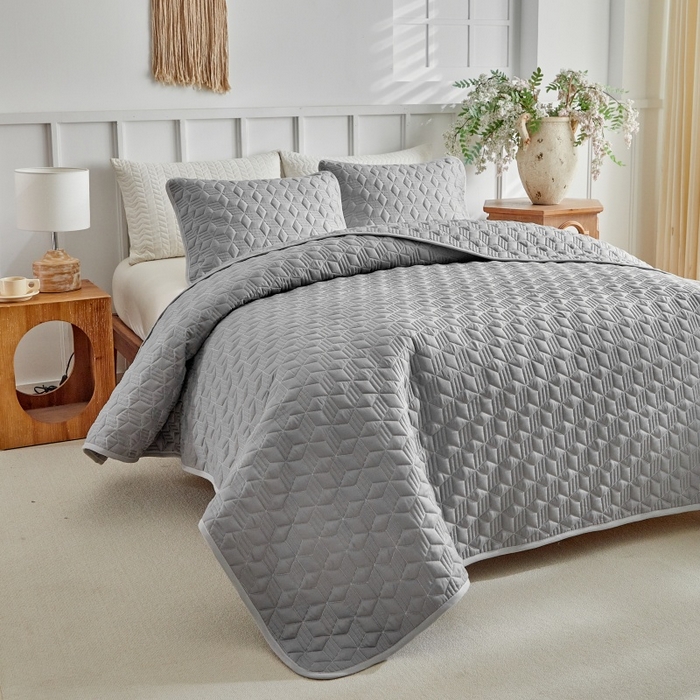 91家纺网 家纺一手货源 找家纺 （总）温宁 2026年素色床盖三件套 国外薄被第一批--魔方  跨境，外贸，亚马逊，shein，temu