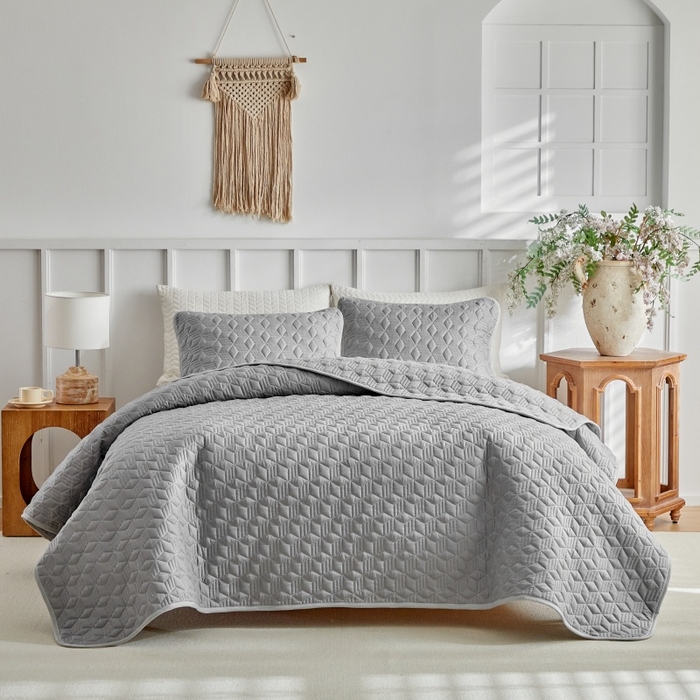 91家纺网 家纺一手货源 找家纺 （总）温宁 2026年素色床盖三件套 国外薄被第一批--魔方  跨境，外贸，亚马逊，shein，temu