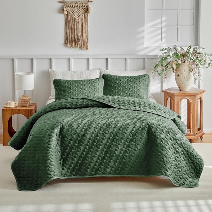 （总）温宁 2026年素色床盖三件套 国外薄被第一批--魔方  跨境，外贸，亚马逊，shein，temu