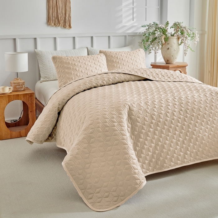 91家纺网 家纺一手货源 找家纺 （总）温宁 2026年素色床盖三件套 国外薄被第一批--魔方  跨境，外贸，亚马逊，shein，temu