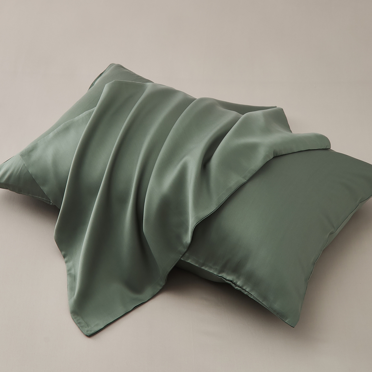 优彩 2026新款60支兰精天丝单品枕套床单被套床笠系列-单枕套 橄榄绿