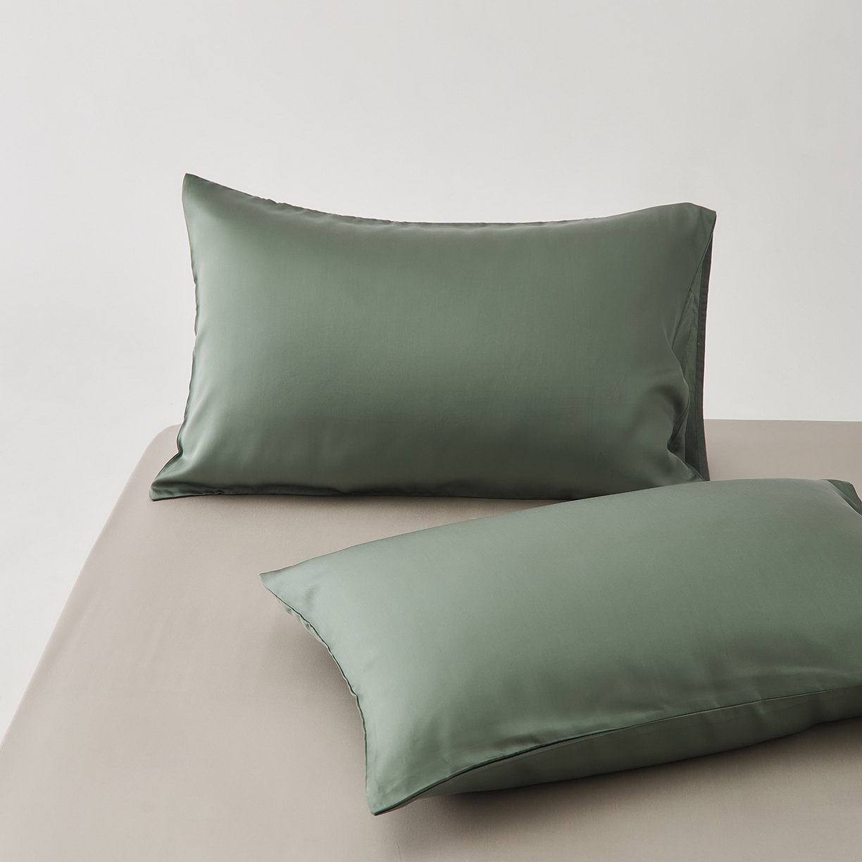 91家纺网 家纺一手货源 找家纺 优彩 2026新款60支兰精天丝单品枕套床单被套床笠系列-单枕套 橄榄绿