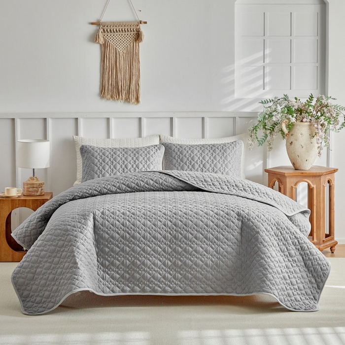 91家纺网 家纺一手货源 找家纺 （总）温宁 2026年素色床盖三件套 国外薄被第一批--棋盘格  跨境，外贸，亚马逊，shein，temu