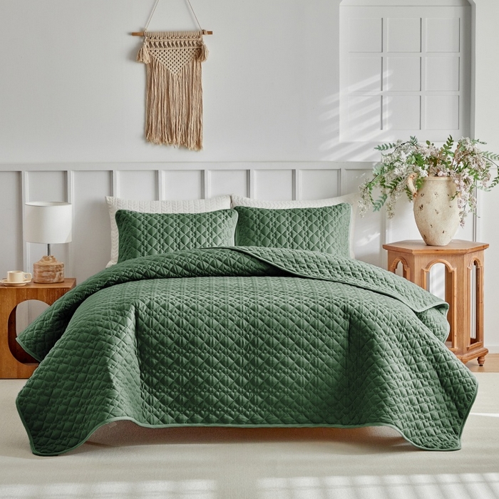 91家纺网 家纺一手货源 找家纺 （总）温宁 2026年素色床盖三件套 国外薄被第一批--棋盘格  跨境，外贸，亚马逊，shein，temu